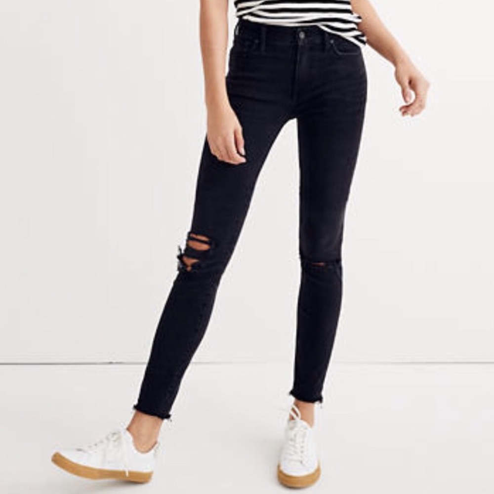 Madewell 9" High Riser Skinny Jeans Black Sea Gray